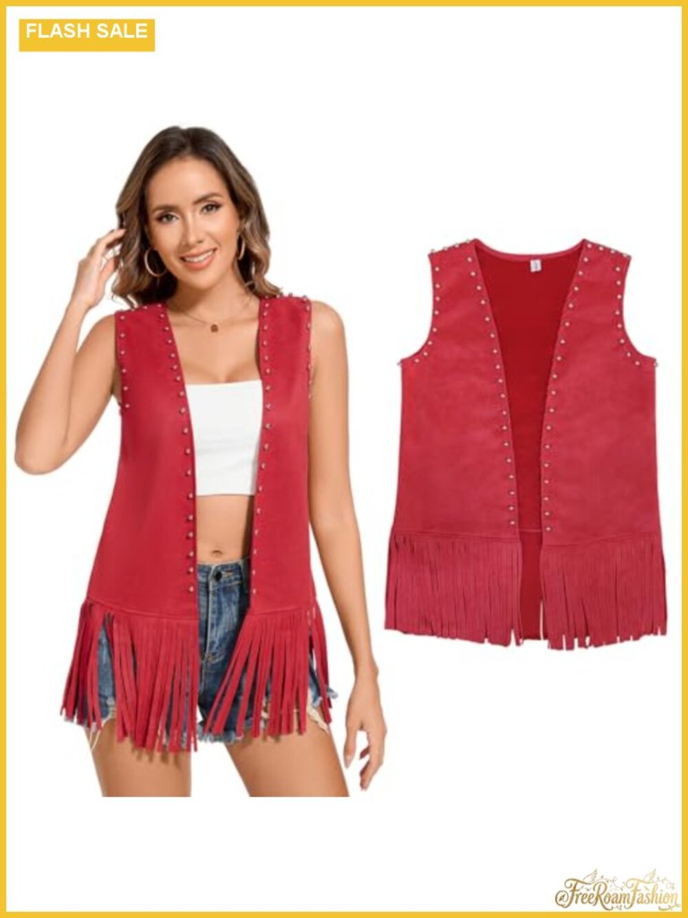 Womens Tassel Fringe Vest Sleeveless Western Cowgirl Costume Hippie Jacket